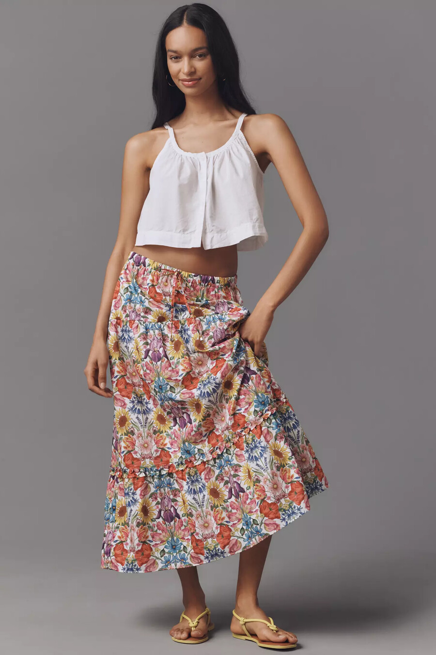falda midi de algodón estampada astrid de love the label