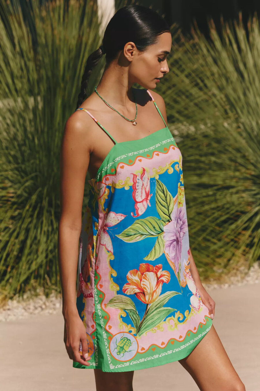 vestido recto sin mangas estampado de celidonia