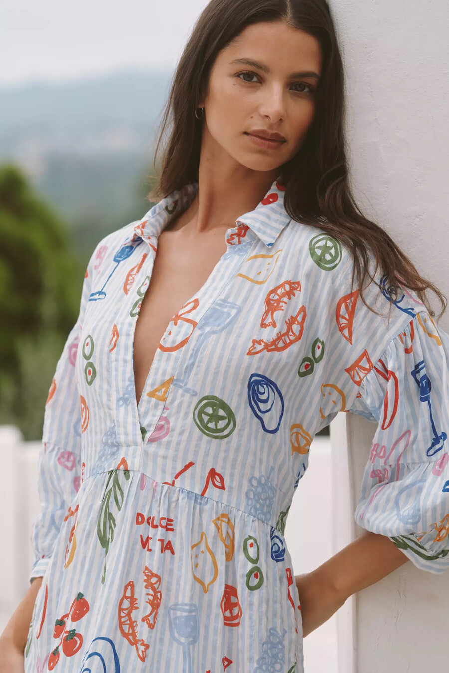 vestido camisero escalonado estampado carolita edición jordan nickson