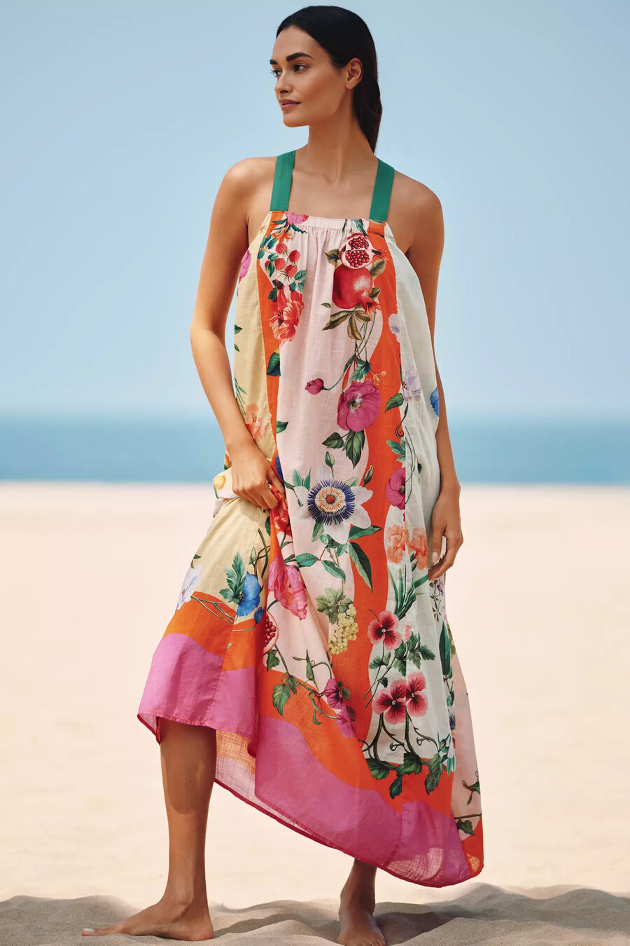 vestido midi con delantal de celidonia