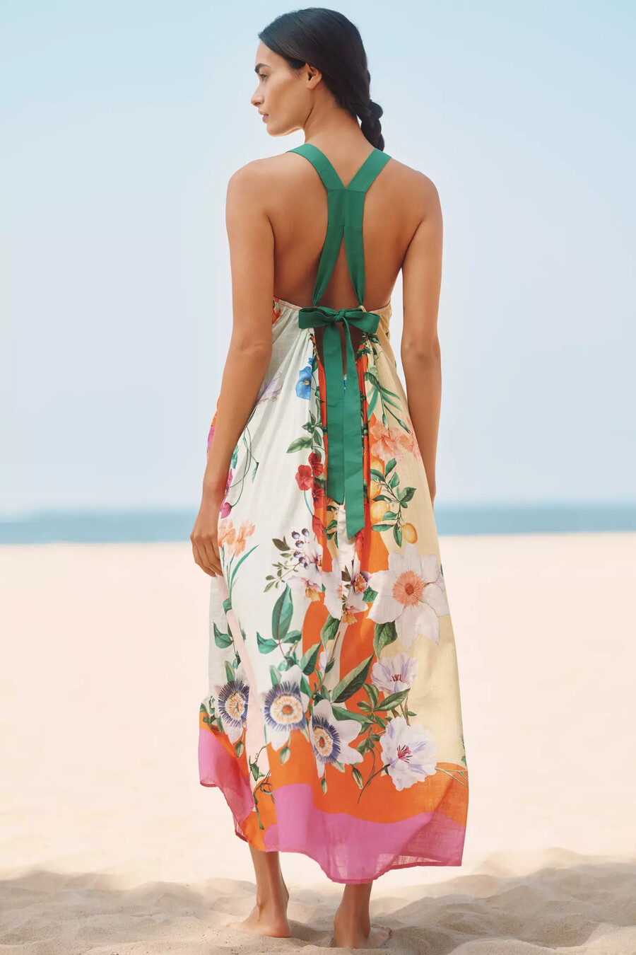 vestido midi con delantal de celidonia