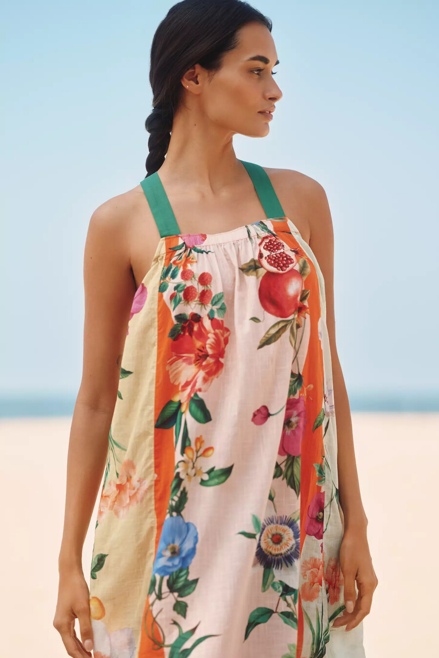 vestido midi con delantal de celidonia