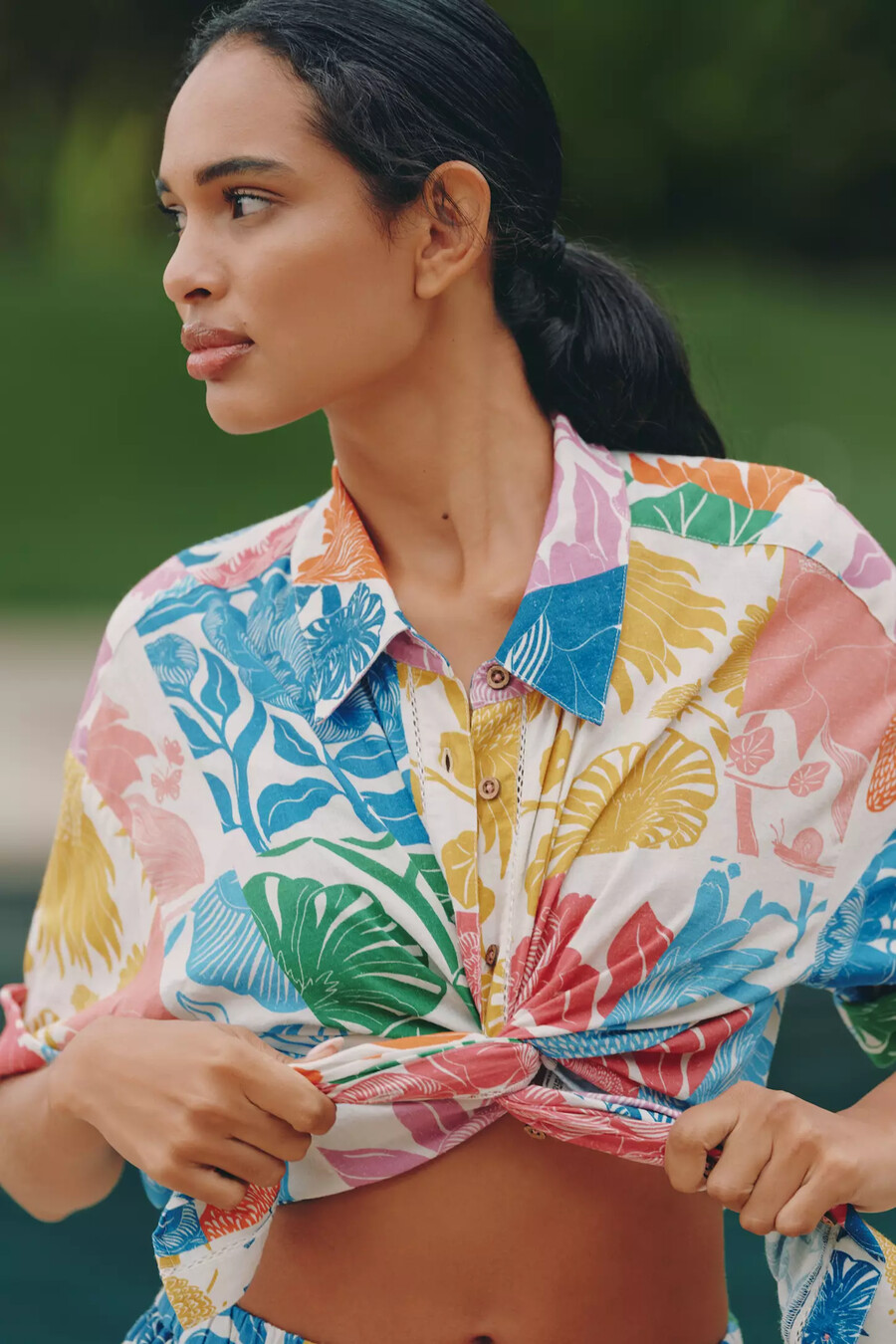 camisa de botones de mezcla de lino de celandine x grace gillespie