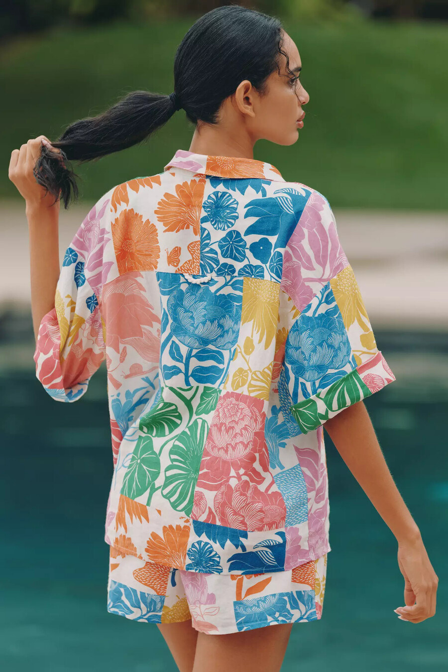 camisa de botones de mezcla de lino de celandine x grace gillespie