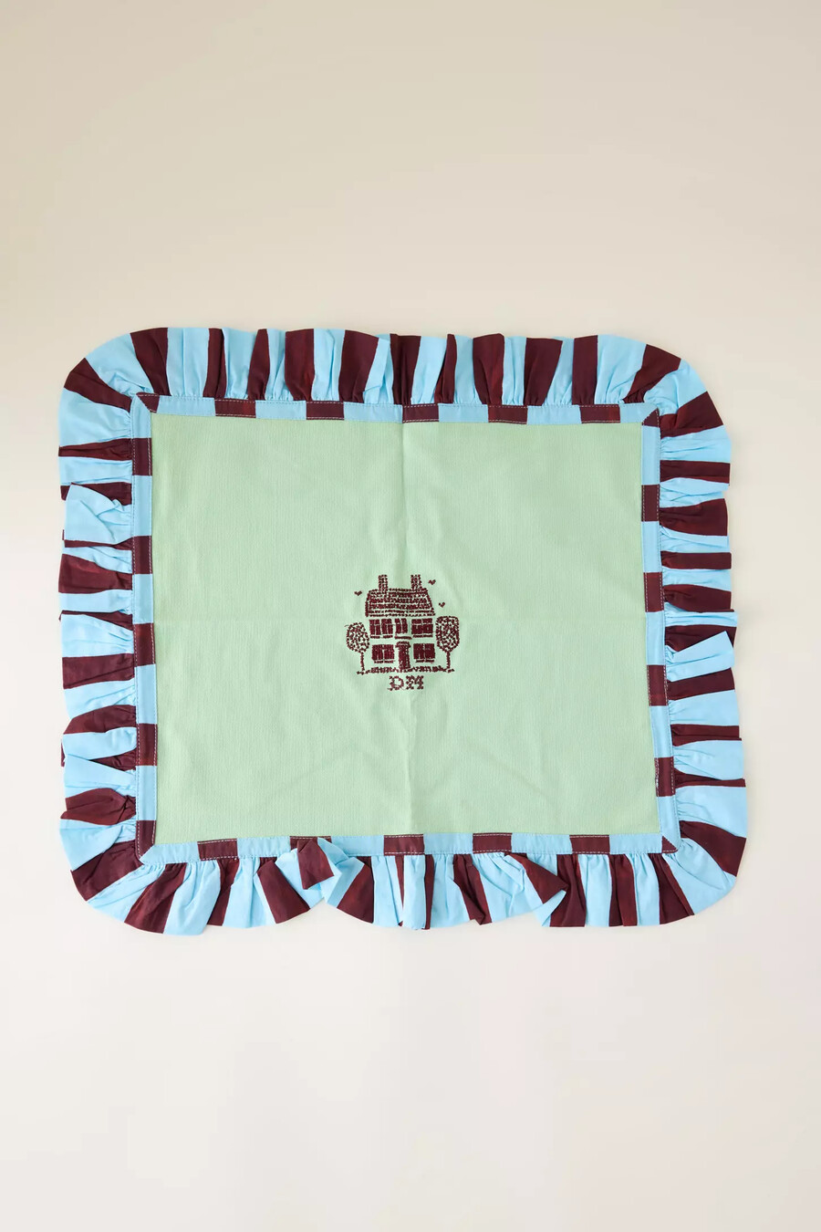 manteles individuales bordados con volantes de damson madder juego de 2