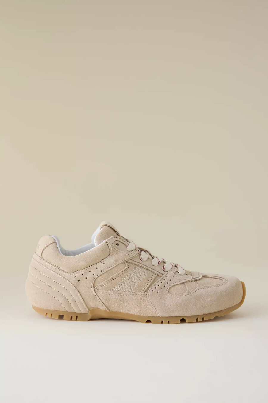 zapatillas deportivas alohas tb.56 de ante y piel color crema