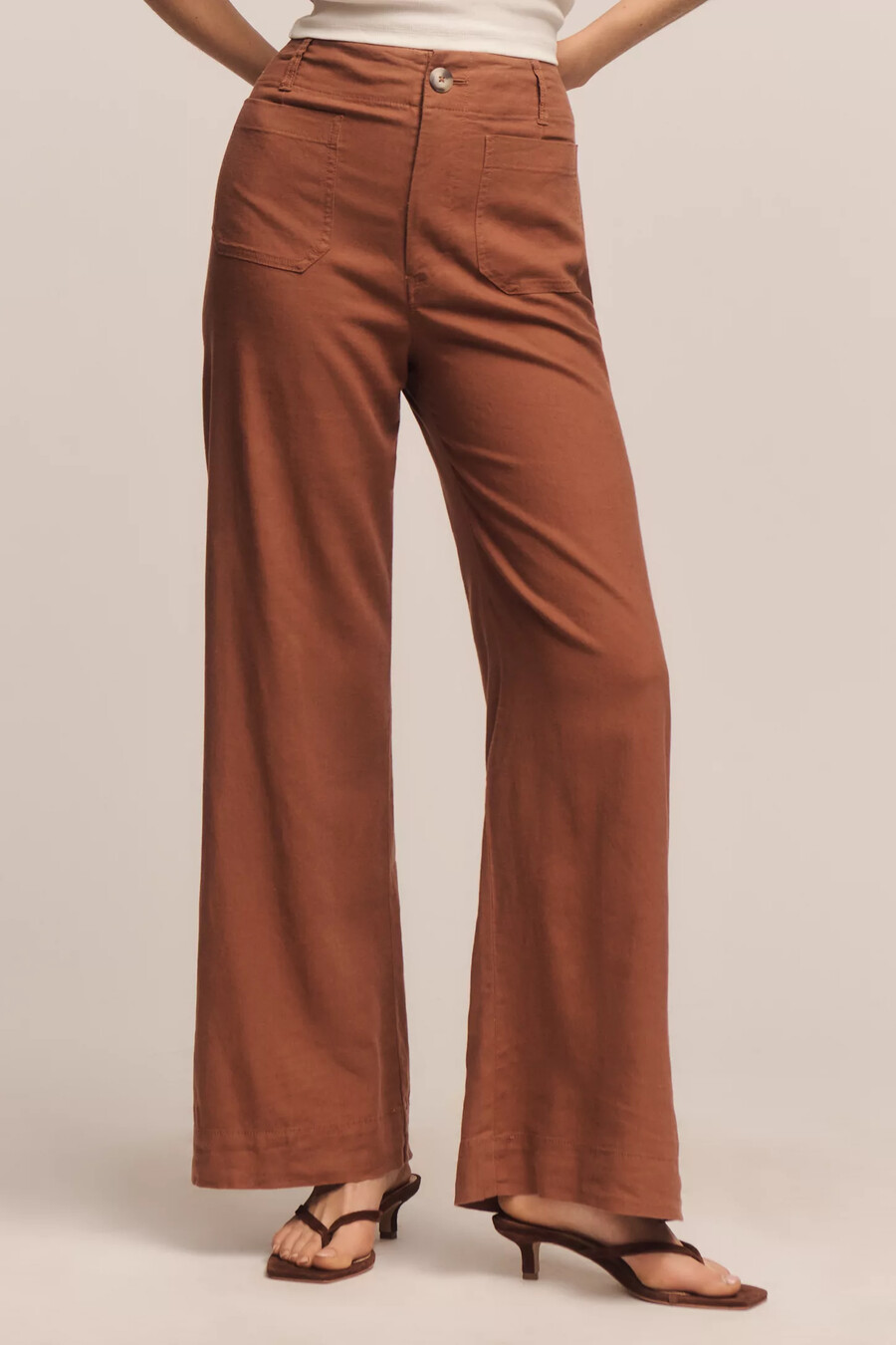pantalones anchos largos de lino playero colette de maeve