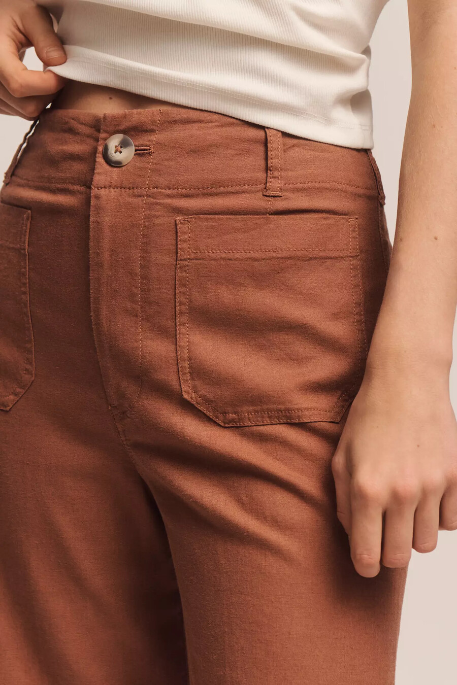 pantalones anchos largos de lino playero colette de maeve