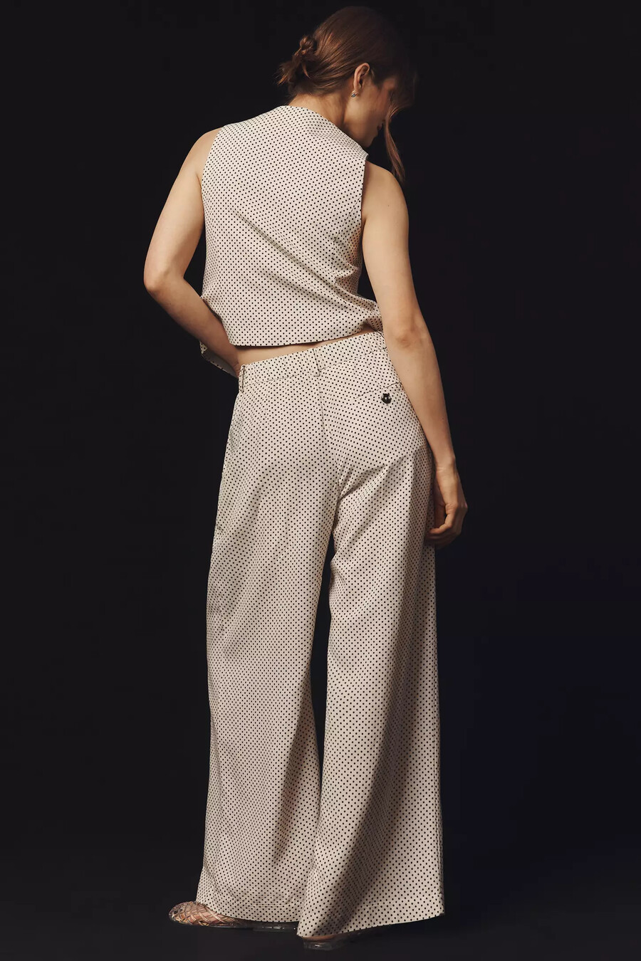 pantalones anchos de tiro alto con lunares maeve