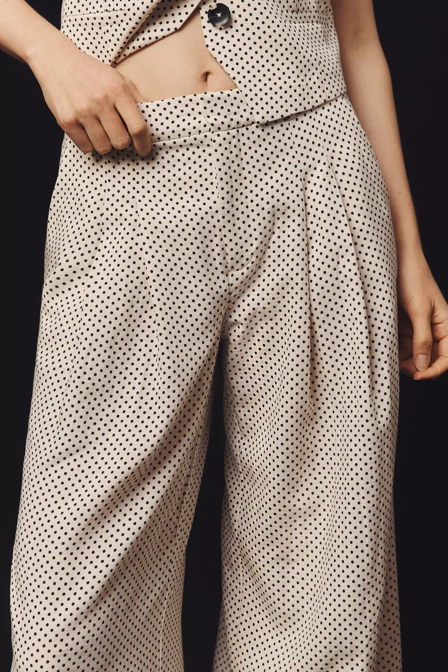 pantalones anchos de tiro alto con lunares maeve