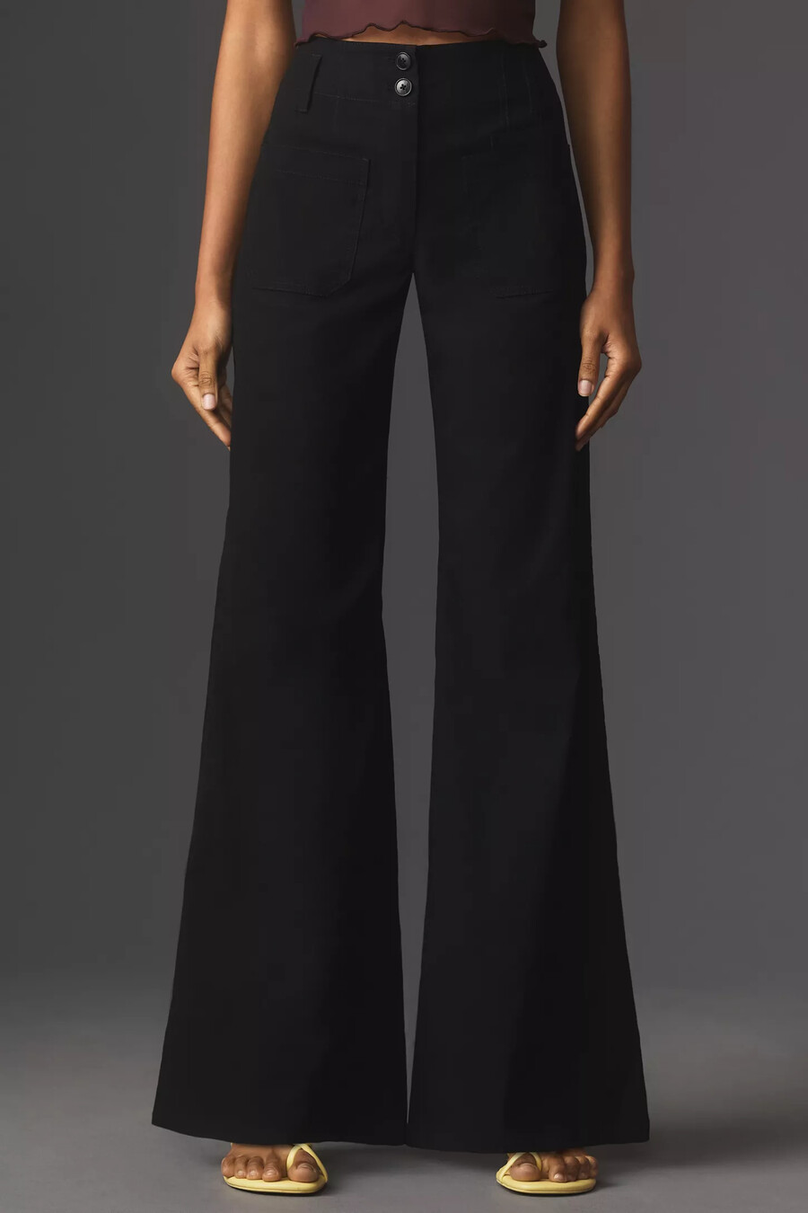 pantalones acampanados de tiro alto y pierna ancha de maeve junie