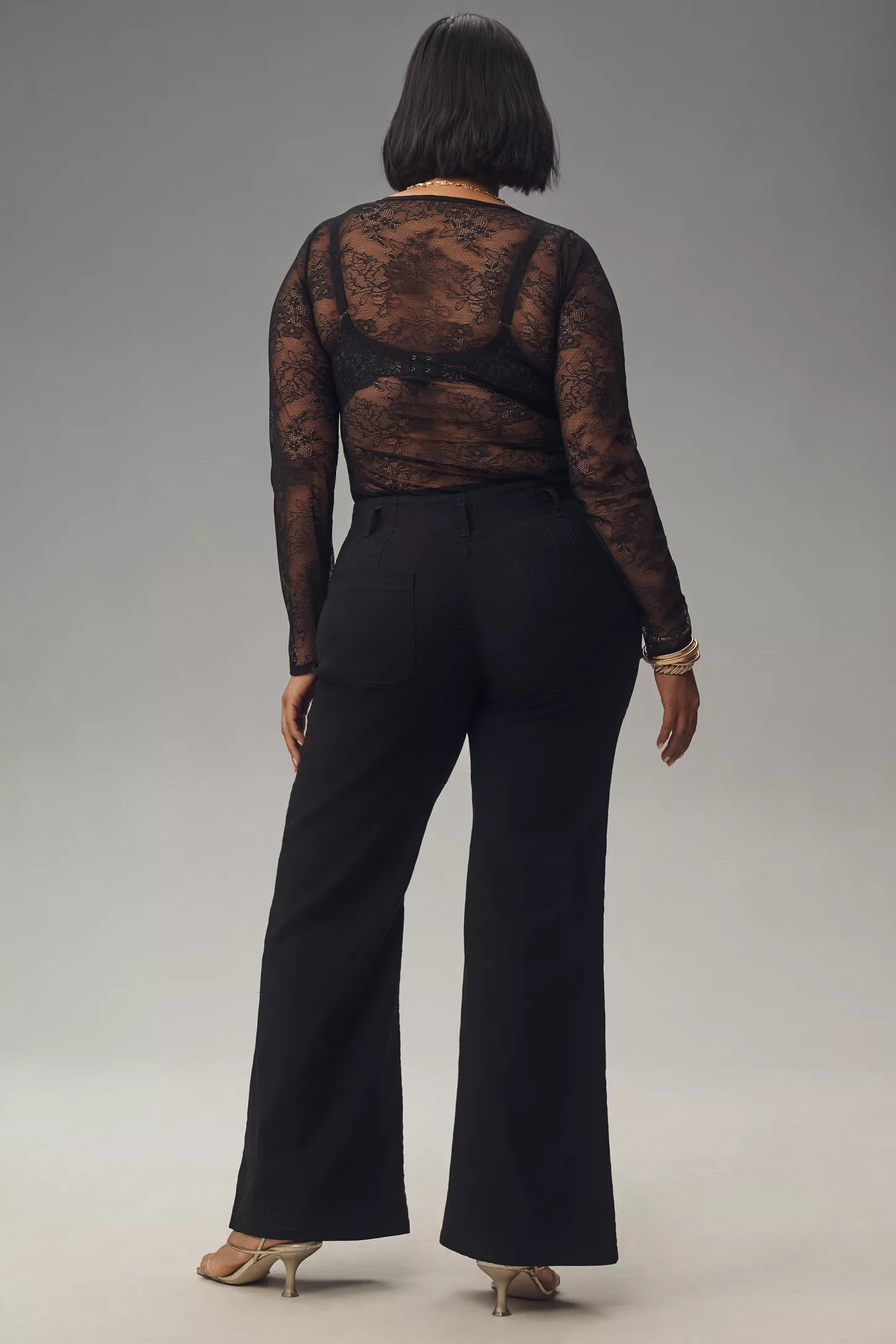 pantalones acampanados de tiro alto y pierna ancha de maeve junie