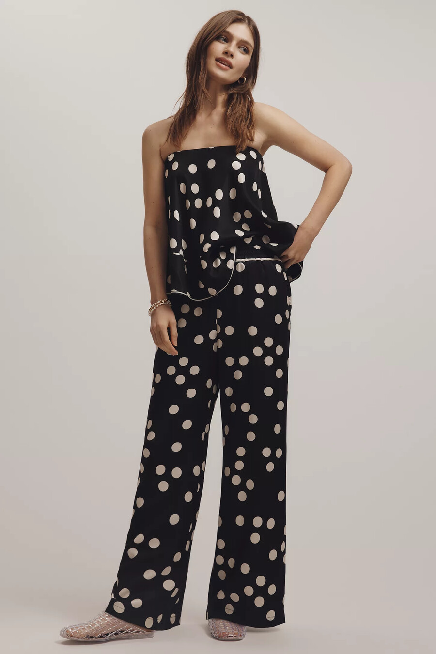 pantalones anchos estampados de tiro bajo maeve