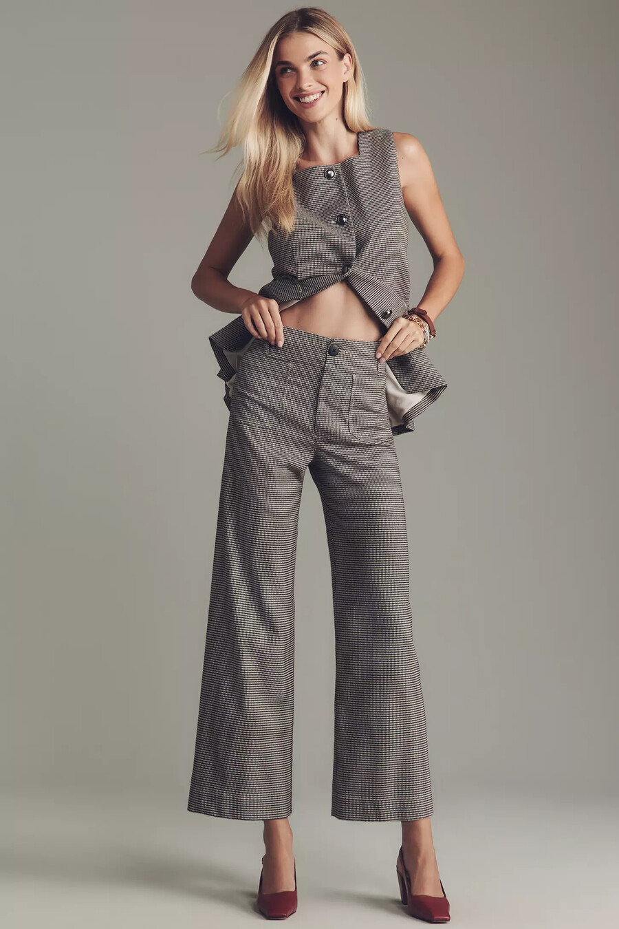 pantalones anchos de corte pata de gallo colette de maeve