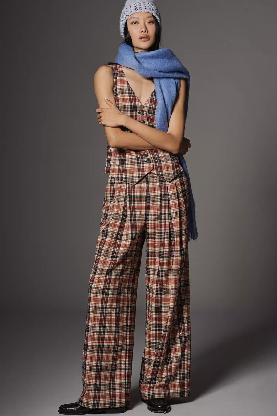 pantalones anchos plisados avery sparkle de maeve