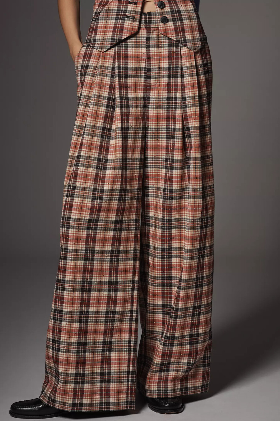 pantalones anchos plisados avery sparkle de maeve