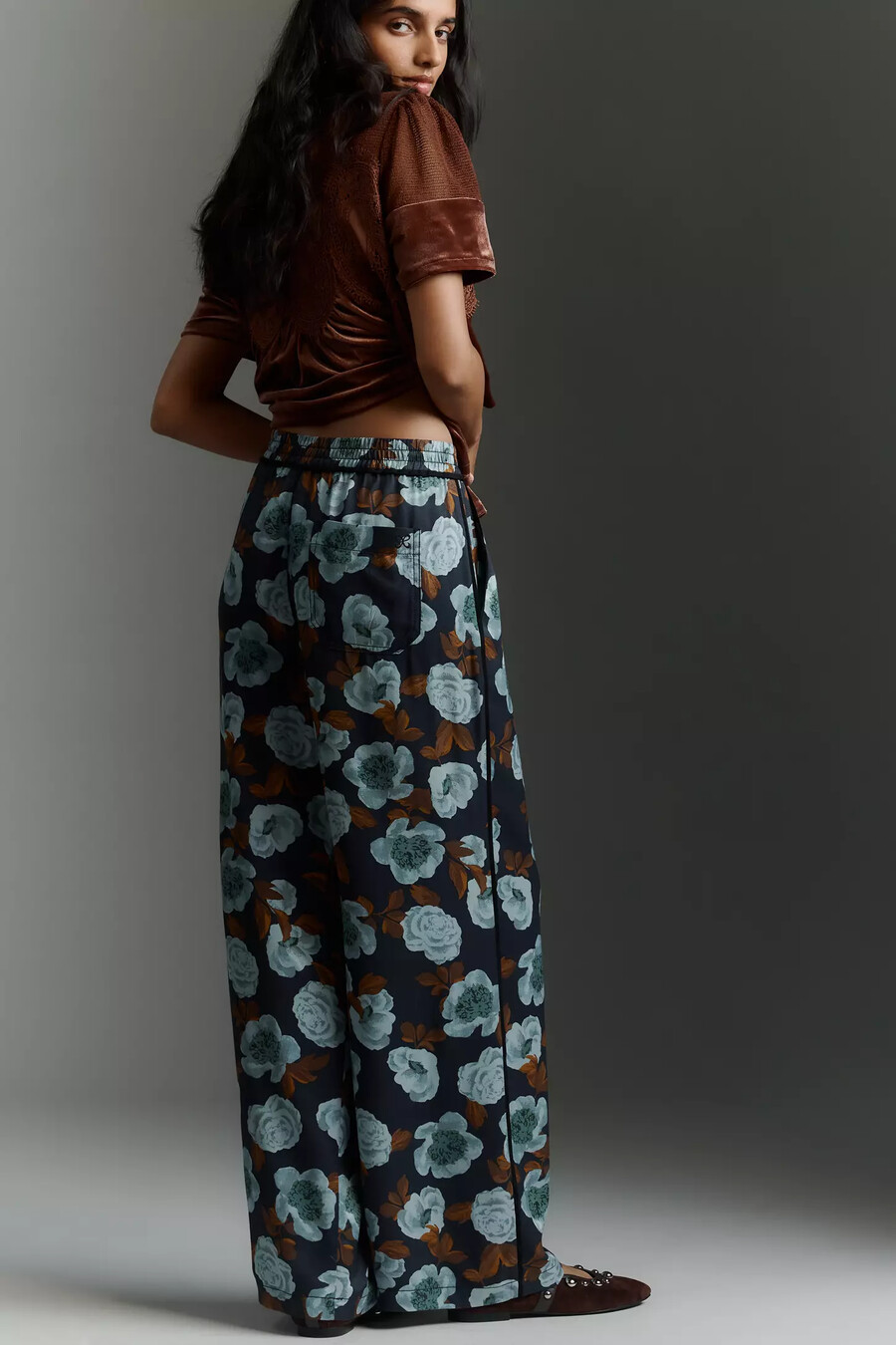 pantalones anchos con estampado brooklin de maeve