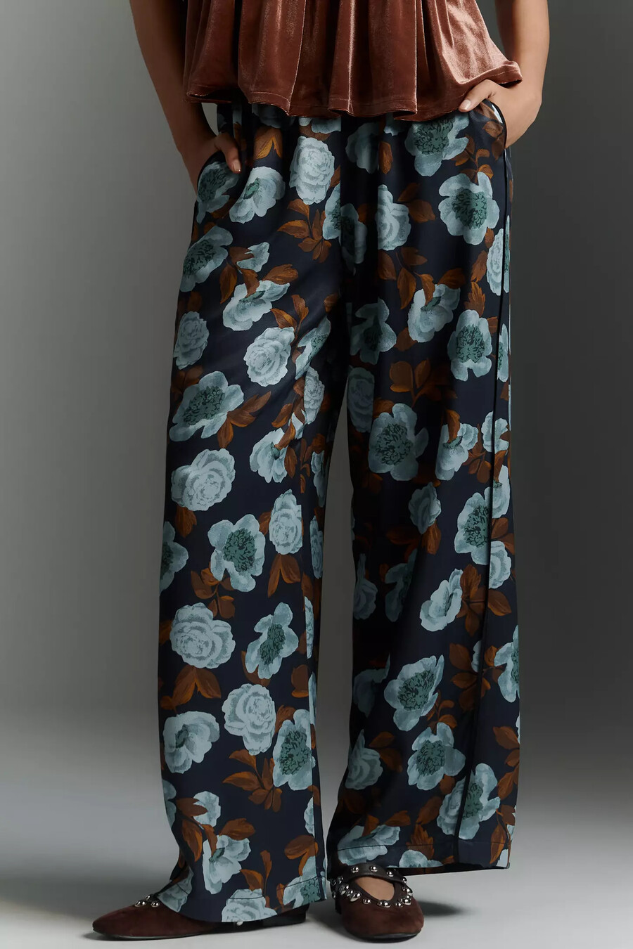 pantalones anchos con estampado brooklin de maeve
