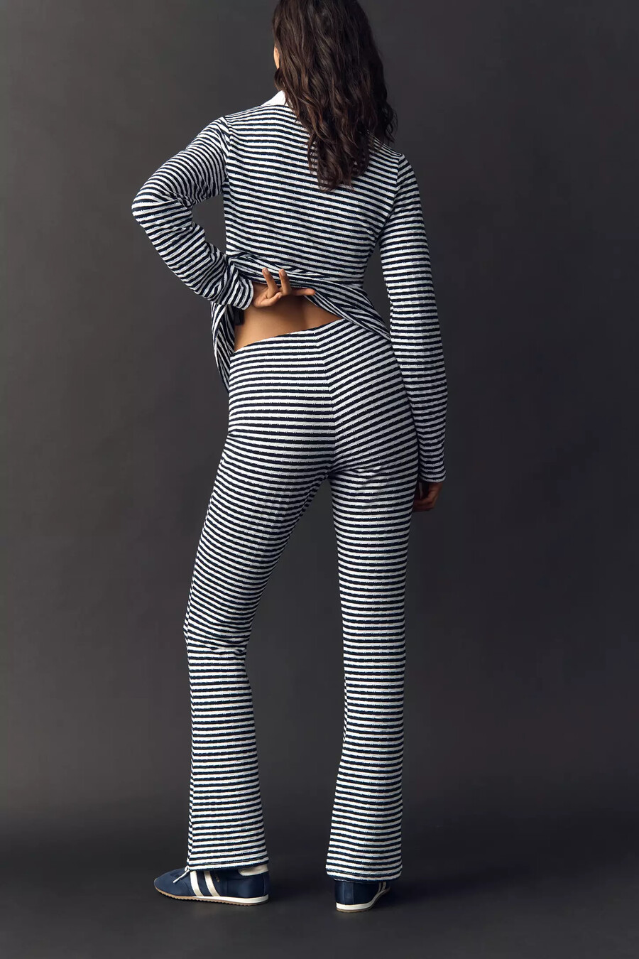 pantalones acampanados de rayas de punto maeve