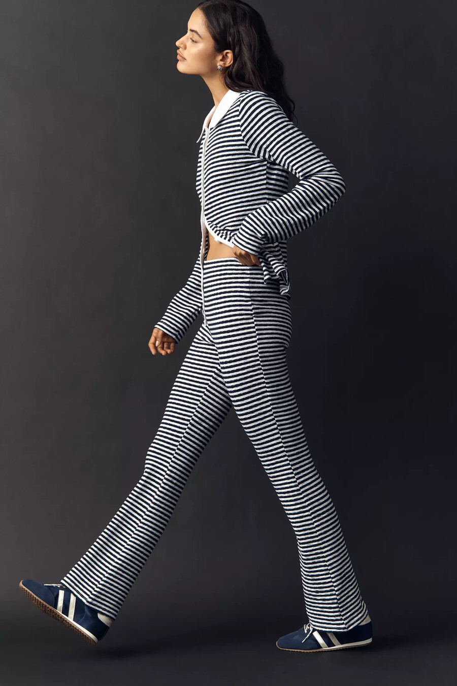 pantalones acampanados de rayas de punto maeve