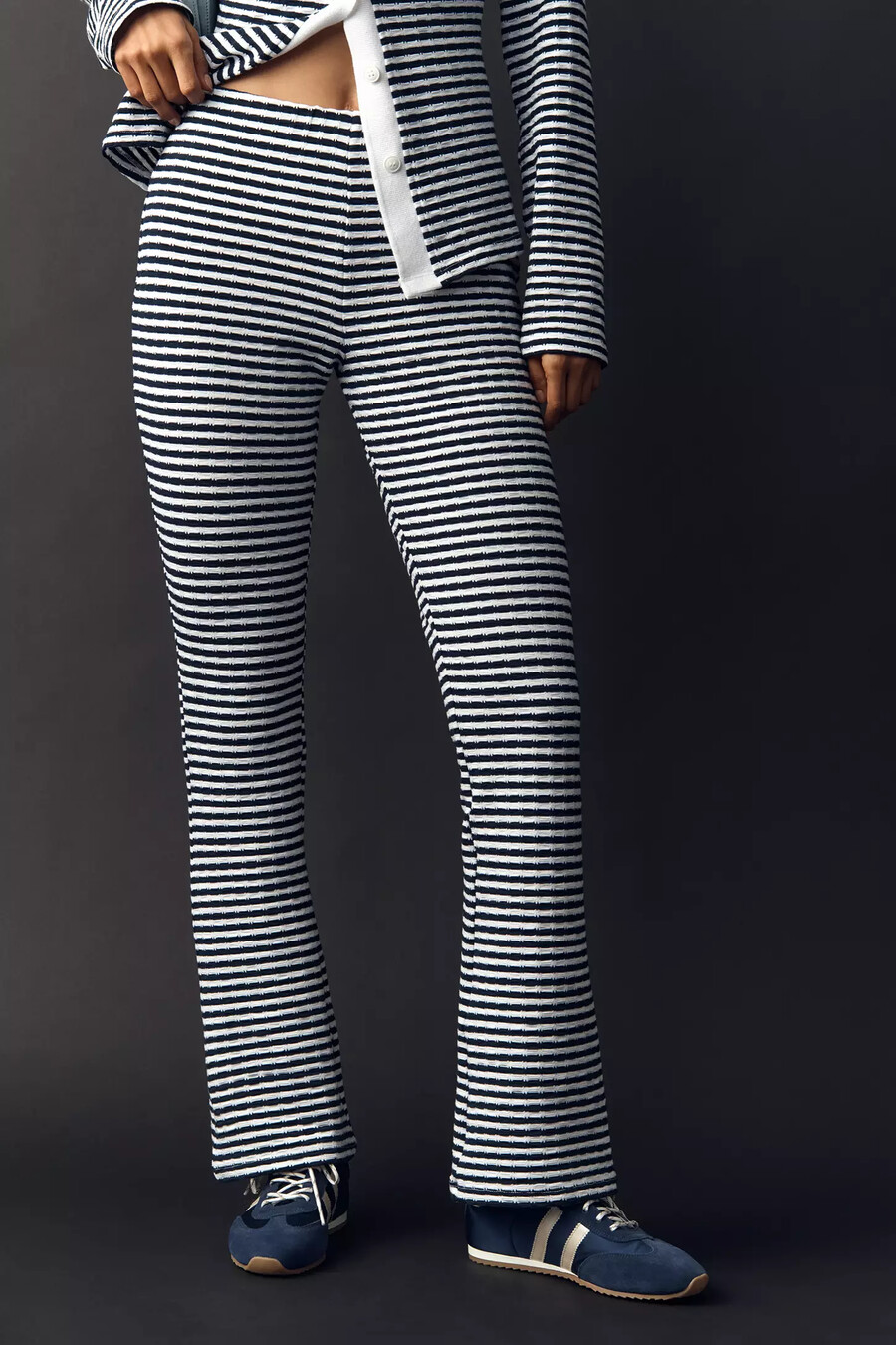 pantalones acampanados de rayas de punto maeve