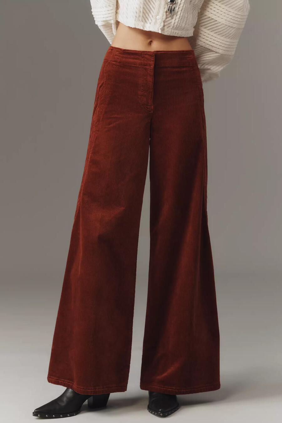 pantalones anchos festoneados maeve edición pana