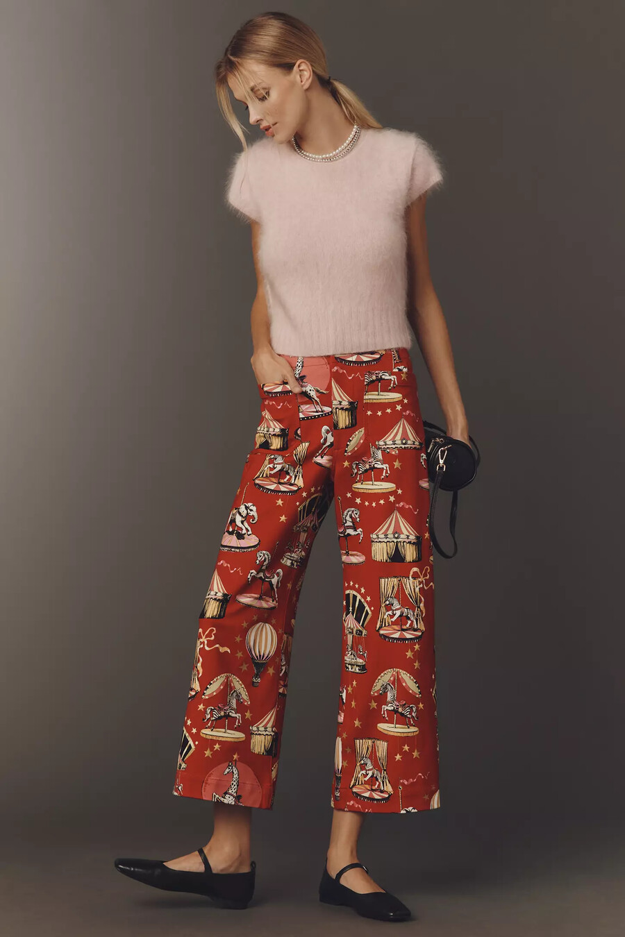 pantalones de punto con estampado colette crop de maeve