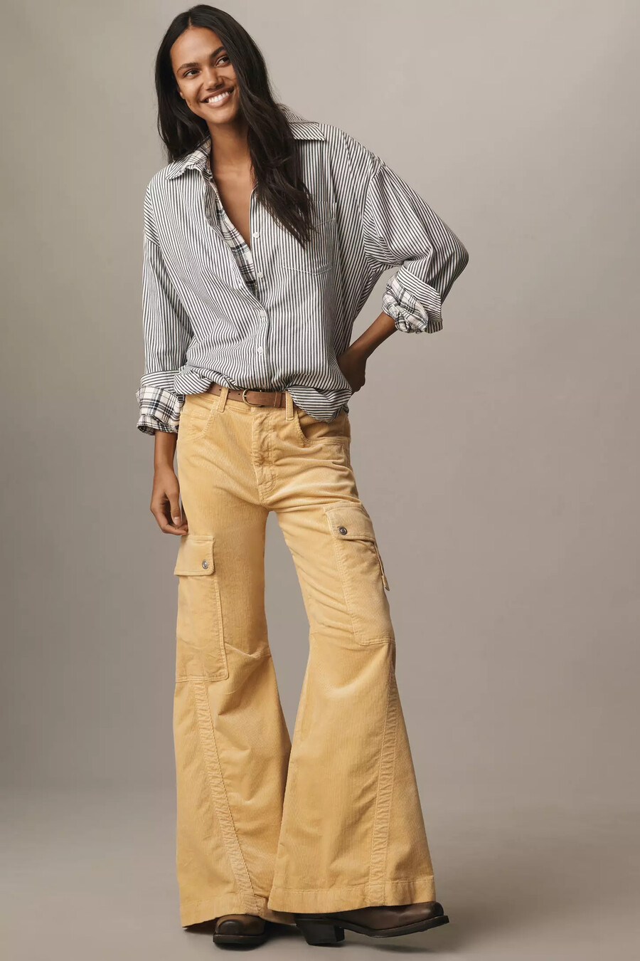 pantalones cargo de pana de felpa pilcro