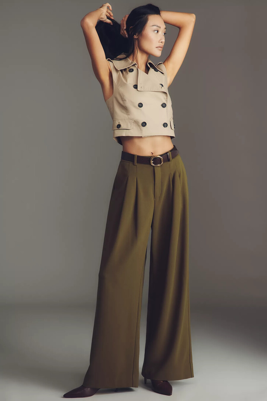pantalones plisados de pierna ancha avery de maeve