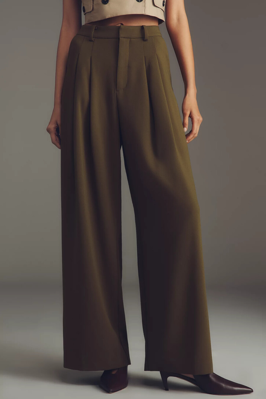 pantalones plisados de pierna ancha avery de maeve