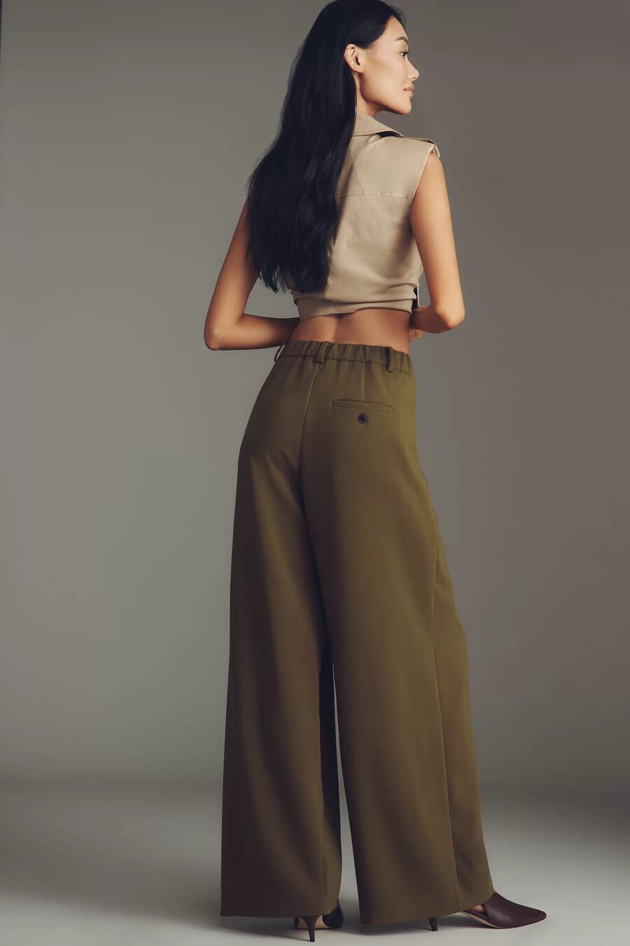 pantalones plisados de pierna ancha avery de maeve