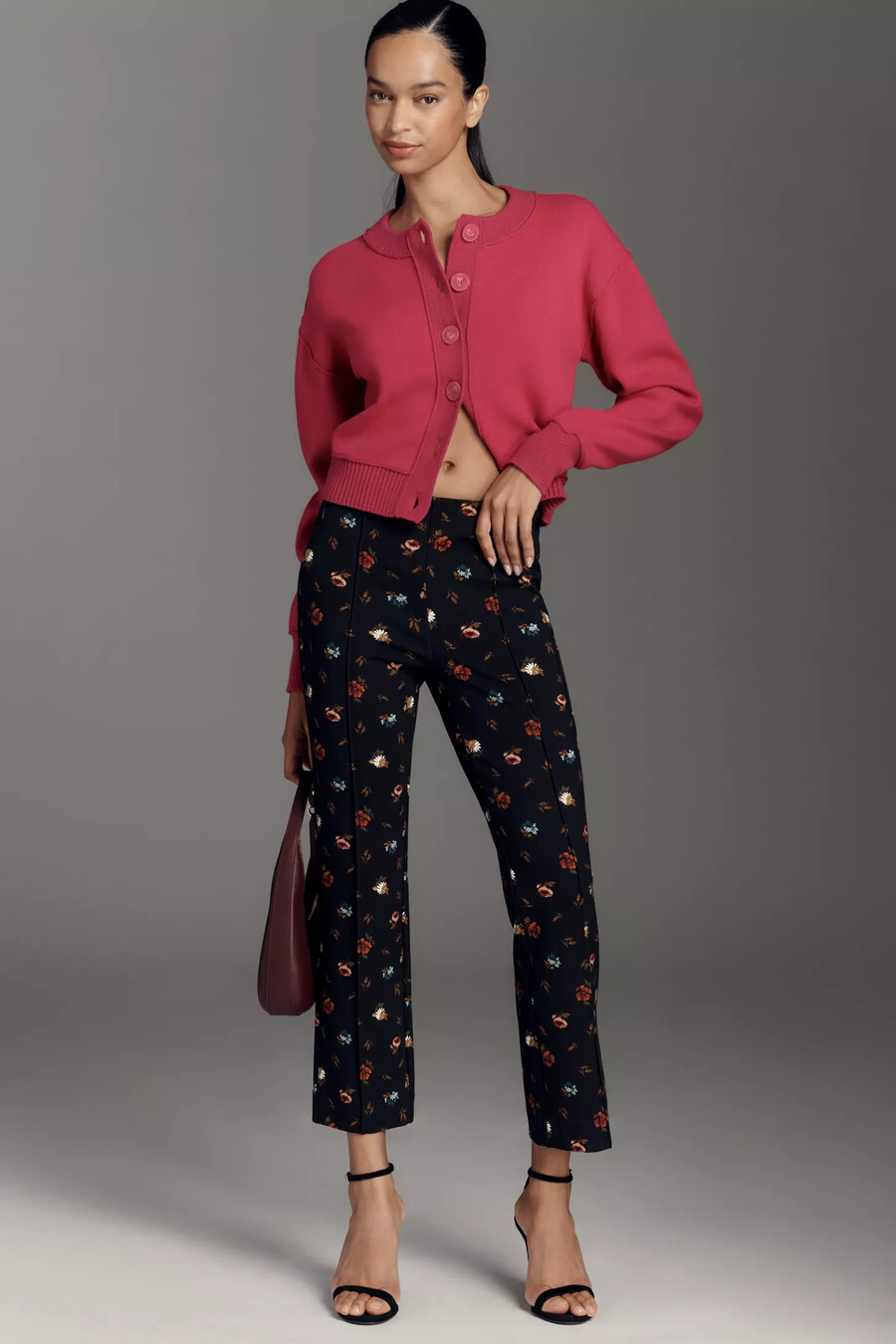 pantalones acampanados con estampado de amapolas de maeve