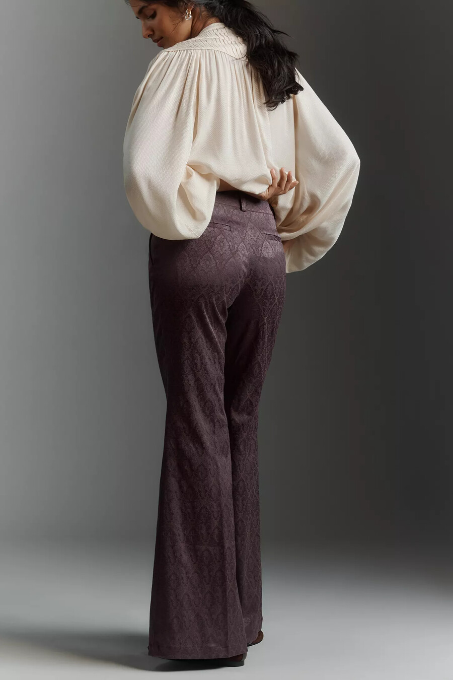 pantalones acampanados con brocado extravagante de anthropologie