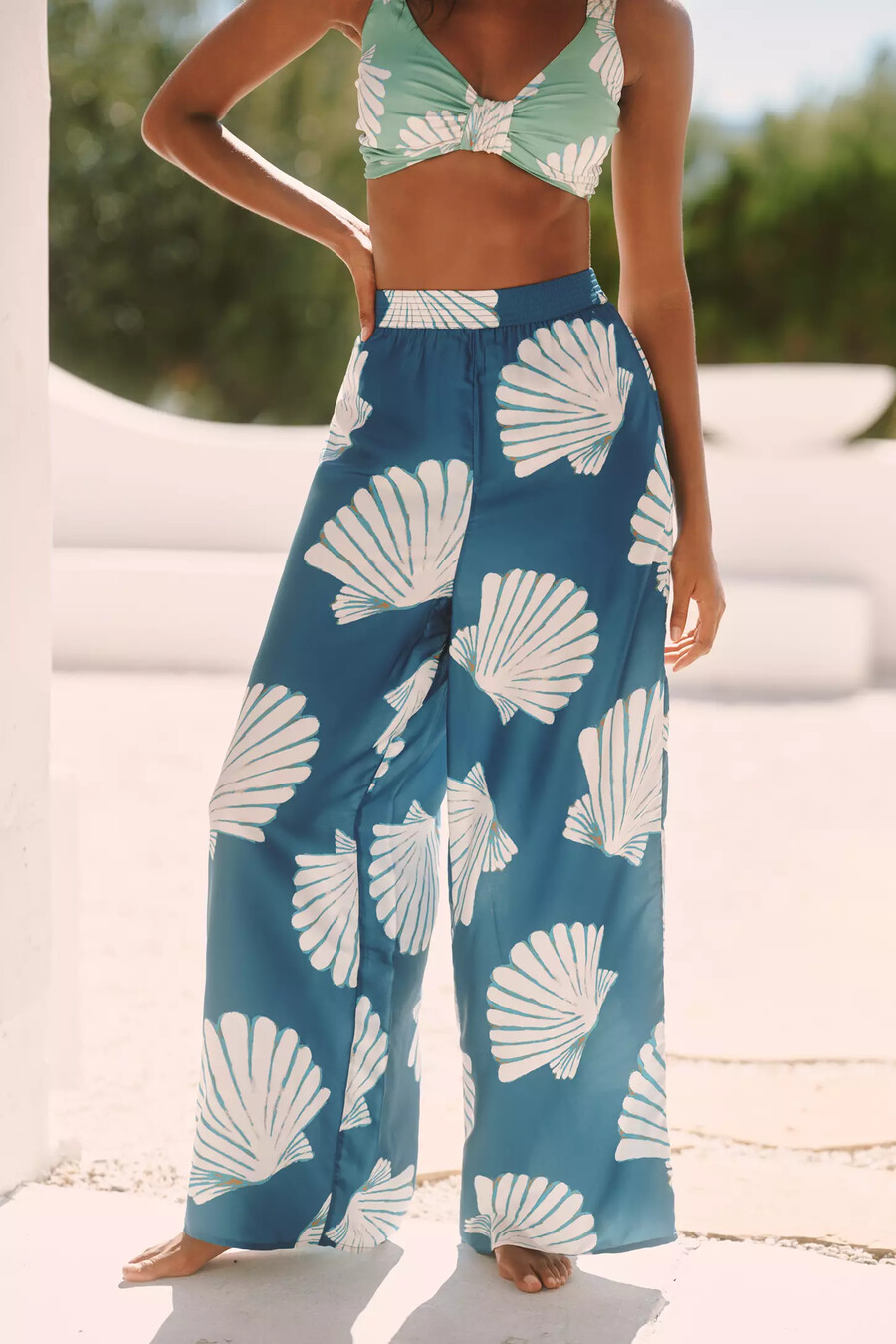 pantalones anchos de tiro alto celandine the beach club