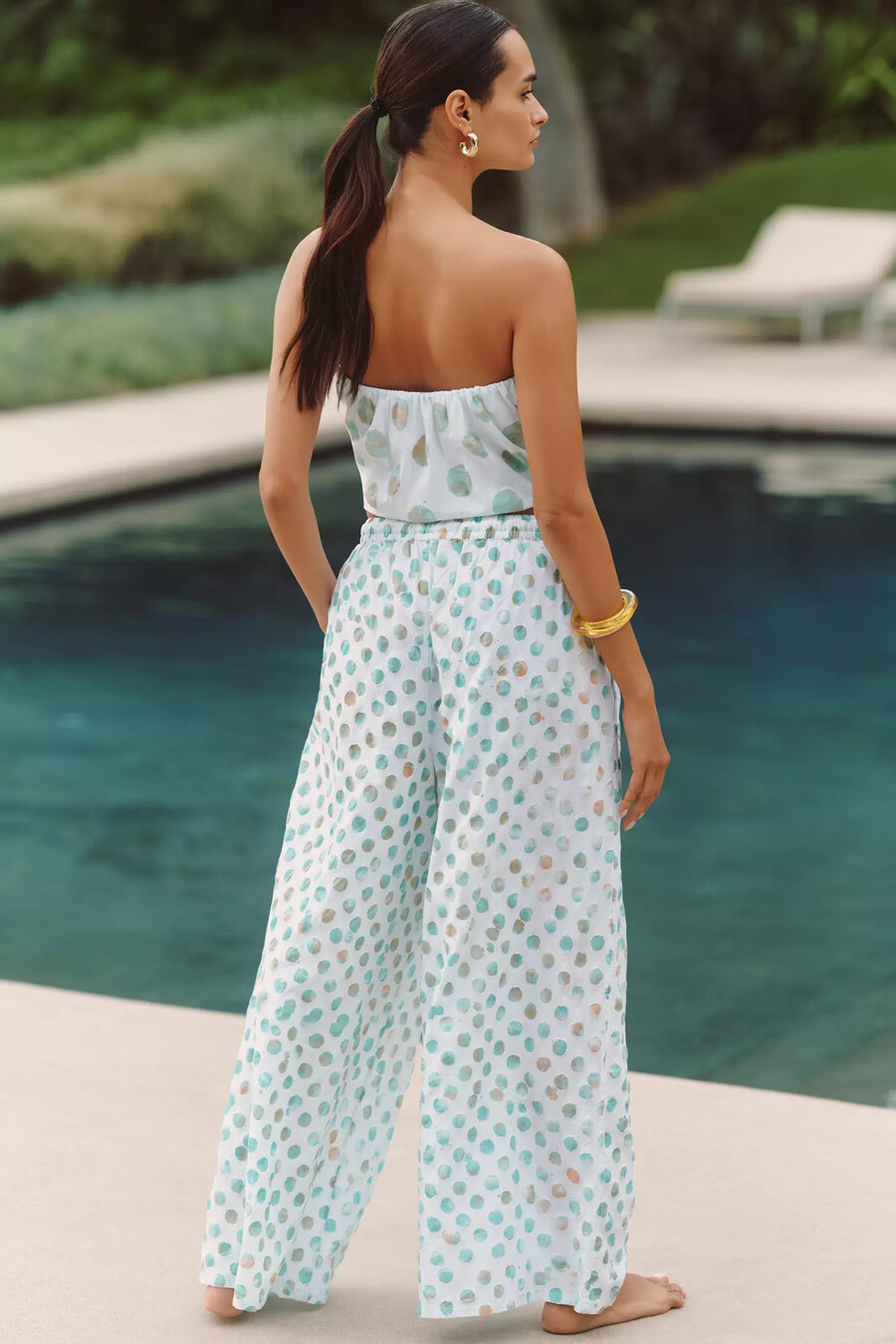 pantalones anchos con estampado de celidonia