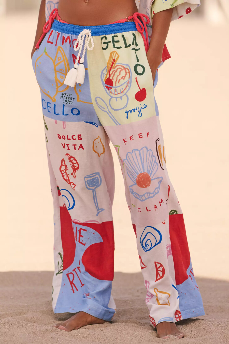 pantalones anchos de lino con cordón de jordan nickson x celandine