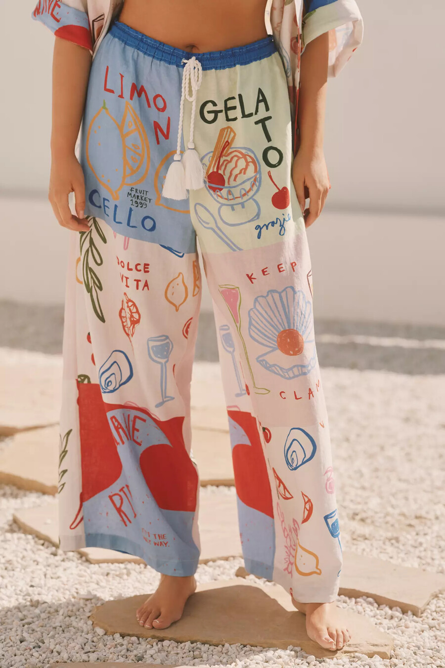 pantalones anchos de lino con cordón de jordan nickson x celandine