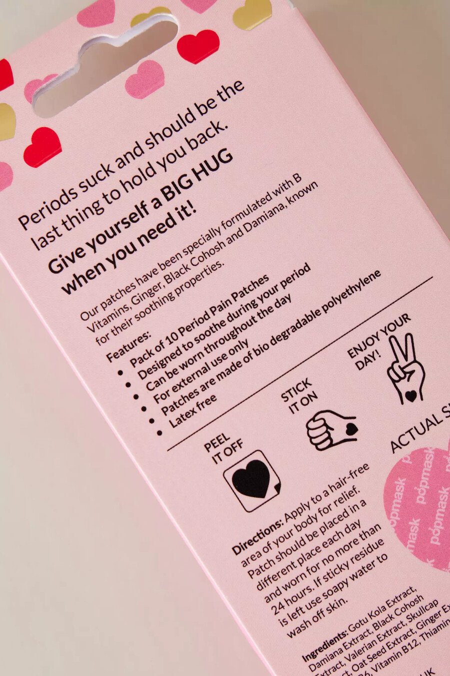 parches de vitaminas para el período popmask big hug